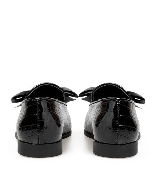 Mocasín Flat Negro Con Moño 29705